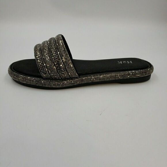 Womens Sz 10 Slides Bling Rhinestone Open Toe Sandals Flip Flops Slipper Summer - Picture 8 of 14